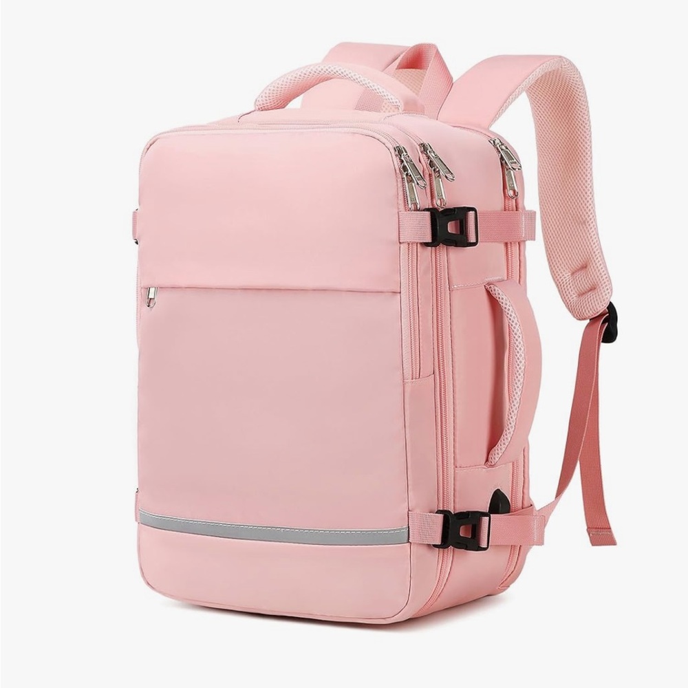 Airline Flight approved extra large capacity, travel laptop backpack 35L pink